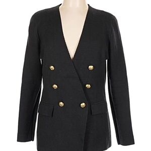 NWOT Marled Black Knit Double-Breasted Blazer Size M
